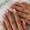 Uñas postizas cortas de cromo rosa nude, uñas postizas almendradas