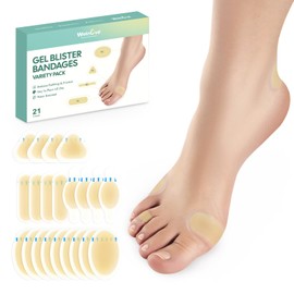 Gel Blister Bandagen Blister Pads - Welnove 21ct Upgraded Bandagen für Wundversorgung und Blasen - Wasserdicht Hydrokolloid Bandagen für Finger, Zehen, Ferse Blasen Prävention