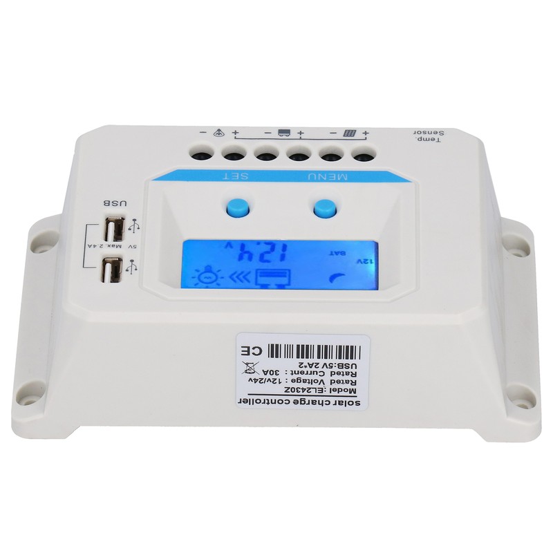 Solar Charge Controller Panel PWM 30A Household ABS Shell LCD