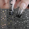 3D Butterfly Heart Nail Stickers Y2k Nails Stickers Bronzing Gold
