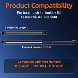 Euplokeer Qty (1) 7in Gas Strut Spring - C16-14861 40lb/178N with Ball Socket End-Universal Lift Support Gas Shock for Tool Box Lid