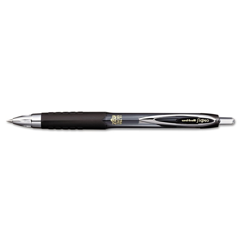 Uni-Ball Signo 207 Retractable Gel Pen, 0.38mm Ultra-Micro Point, Black,