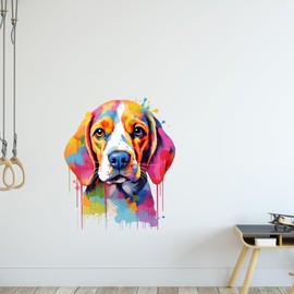 GRAZDesign Wandtattoo Hund Beagle buntes cooles Wandsticker für Jugendzimmer, Kinderzimmer, Wohnzimmer Wandaufkleber - 68x57cm