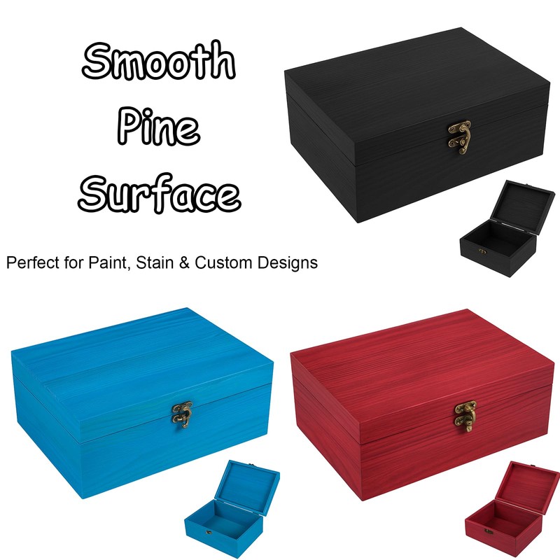 Unfinished Wood Box with Hinged Lid 1 Pack - 10.6"