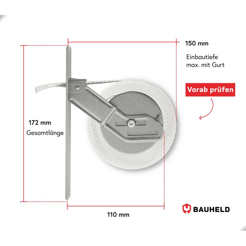 Bauheld Roller Shutter Belt Winder Flush-Mounted 135 mm without Cover