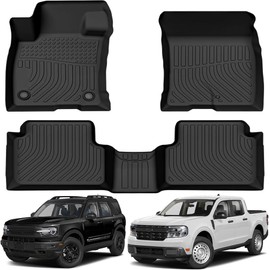 All Weather Car Floor Mats Compatible with 2021-2023 Ford Bronco Sport, Fit for 2022-2023 Ford Maverick, Rubber Custom Fit Car Floor Mat, Full Set Includes 1st and 2nd Rows Maximum Coverage, Non Slip