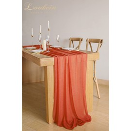 Lookein 10Ft Terracotta Sheer Table Runner for Wedding Rustic Boho Wedding Party Bridal Shower Decorations Birthday Party
