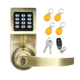 Colosus NDL302 Electronic Digital Keyless Door Lock, Keypad – Smartcode Security, Grant & Control Access for Home, Office (Gold - 4 Key Fobs)