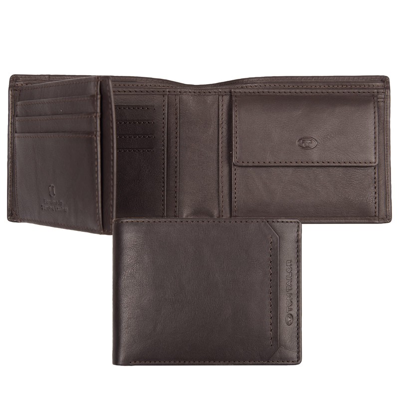 TOM TAILOR Sam Men's Horizontal Wallet Medium Brown, dunkelbraun, 003639