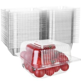 Haomian 250 Pcs 5x5 Inch Clamshell Take Out Tray Take Out Containers Plastic Hinged Food Containers Disposable Takeout Box Transparent Carry Out Container to Go Box for Restaurants Delivery Takeout