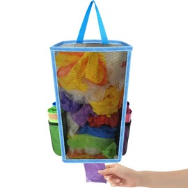 Trash Bags Holder,Plastic Bag Holder,Large Capacity Grocery Bags Holder,Plastic Bag Organizer,Shopping Bags Storage,Garbage Bag Holder,Breathable Mesh Small Trash Bag Organizer Dispenser (Blue)