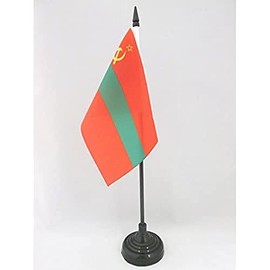 AZ FLAG Transnistria Table Flag 4'' x 6'' - Trans-Dniestr - Transdniestria Desk Flag 15 x 10 cm - Black plastic stick and base