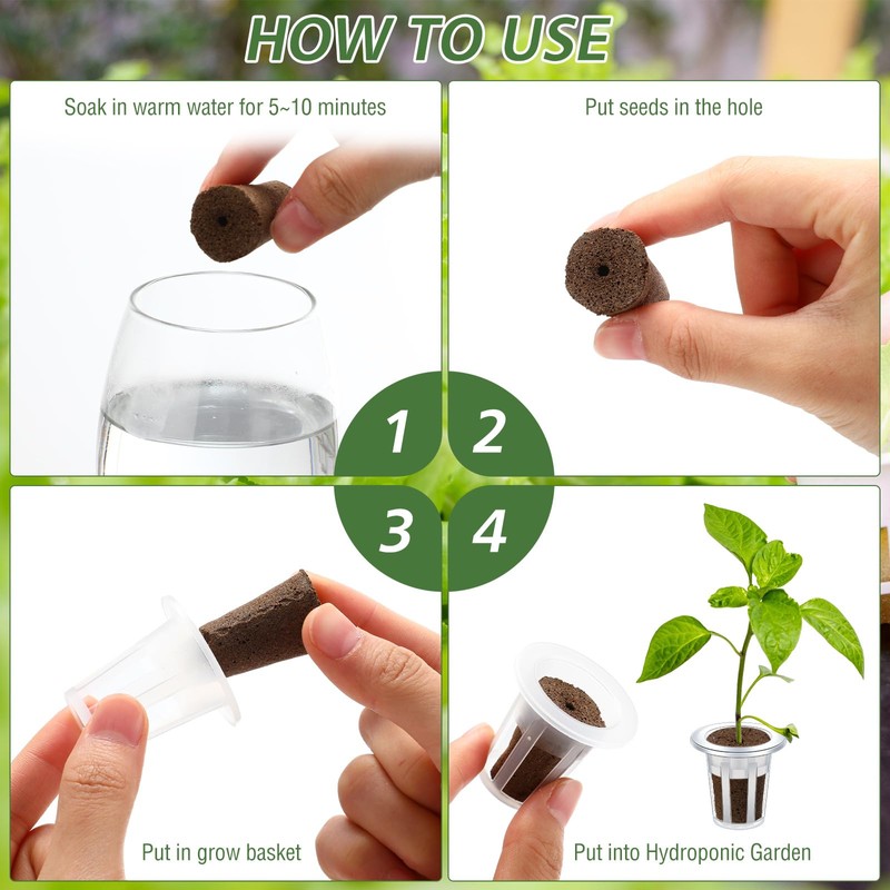 Ziliny 200 Pcs Grow Sponges Pods Kit, Includes 100 Grow