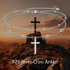 YAFEINI Cross Ankle Bracelets Sterling Silver Religius Double Chain Anklet
