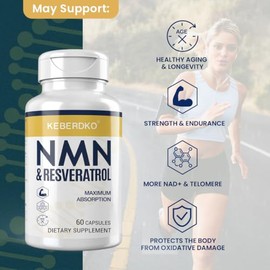 NMN Complex 1150mg Per Serving, NMN 500mg + Trans-Resveratrol 600mg, 99% Purity for Max Absorption, Fast-Acting & Powerful Antioxidant for NAD+, Cell,
