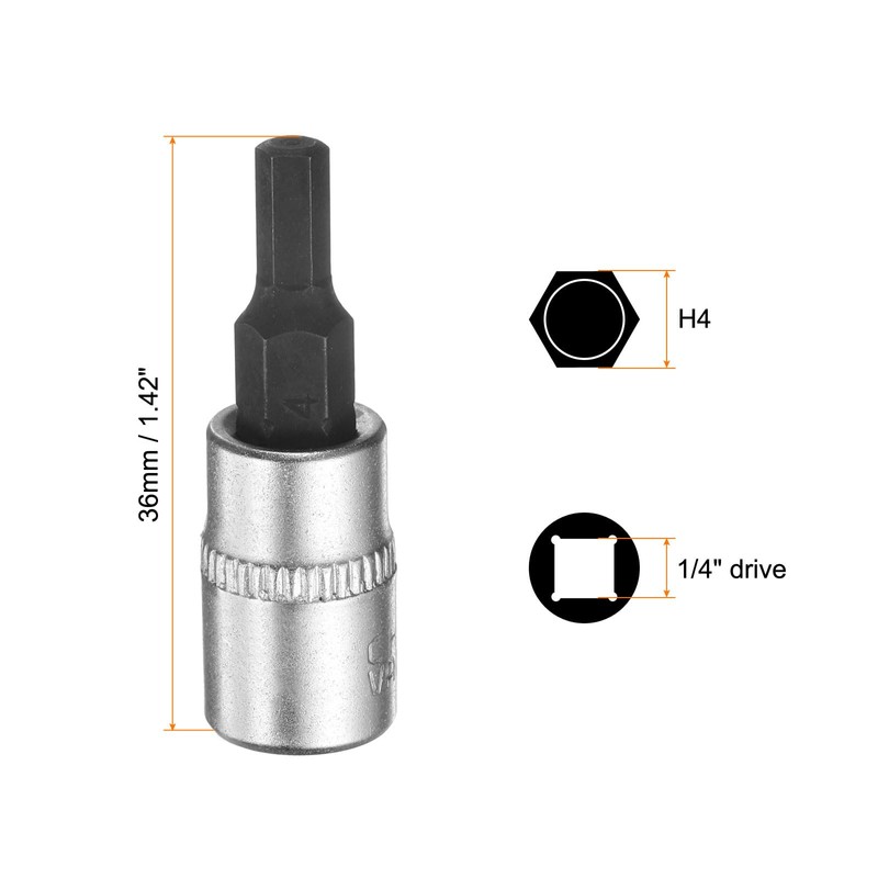 sourcing map 3pcs H4 Hex Bit Socket 1/4" Square Drive