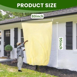 80”(W) x95”(H) Plant Covers Freeze Protection, 2.8oz/yd²Heavy-Duty Tree Covers, 1 Pack Extra Large Frost Cloths & Blankets with Zipper Drawstring for Fig Palm Citrus Lemon Trees and Shrubs
