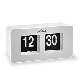 Atlanta Modern Table Clock Quartz with Retro Flip Display 4464/19 (White/Silver)