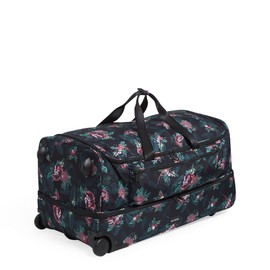 Vera Bradley Recycled Lighten Up Reactive XL Foldable Rolling Duffle Luggage, Rose Foliage