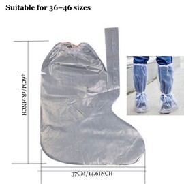 NEOYARDE Disposable Boot and Shoe Covers–Durable Non Slip Protection - 18" Tall Foot Protectors - Water/Skid Resistant Overcover Shoes - 5 Pairs Clear