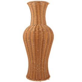 TEHAUX Rattan Woven Flower Vase, Rustic Flower Arrangement Containers Large Floor Vase Decorative Imitation Wicker Floor Vase Tall Floor Vase for Home Balcony Garden Decor, 45X19cm/17.71X7.48inch