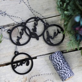Adventskranz Zahlen Anhänger 1-4 für Kerzen Adventszahlen Schreibschrift (schwarz)