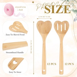 Reallnaive 24 Pcs wedding bridal favors Wooden Heart Spoons baby shower favor Bulk with Fishtail Ribbon Kitchen Utensils Accessories for Housewarming Wedding Christmas Birthday Party Gifts