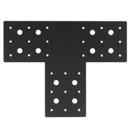 4 PCS 4 x 4 T Post Bracket, Heavy Duty Wood Bracket Connector, Flat Tee Mending Plate for Pergola, Deck, Furniture, 14 Gauge