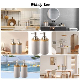 2Pcs Ceramic Dish Soap Hand Soap Dispenser, 400ml Hand Soap Dispenser Set Kitchen Decorative Pump Jar Dispenser Refillable Liquid Wash Dispenser Bottle for Bathroom, Countertop, Kitchen (Grey)