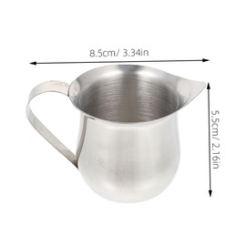 SHOWERORO Stainless Steel Milk Frothing Jug Small Creamer Pitcher for Syrups Honey Sauces Durable Espresso Milk Pitcher for Versatile Kitchen Use