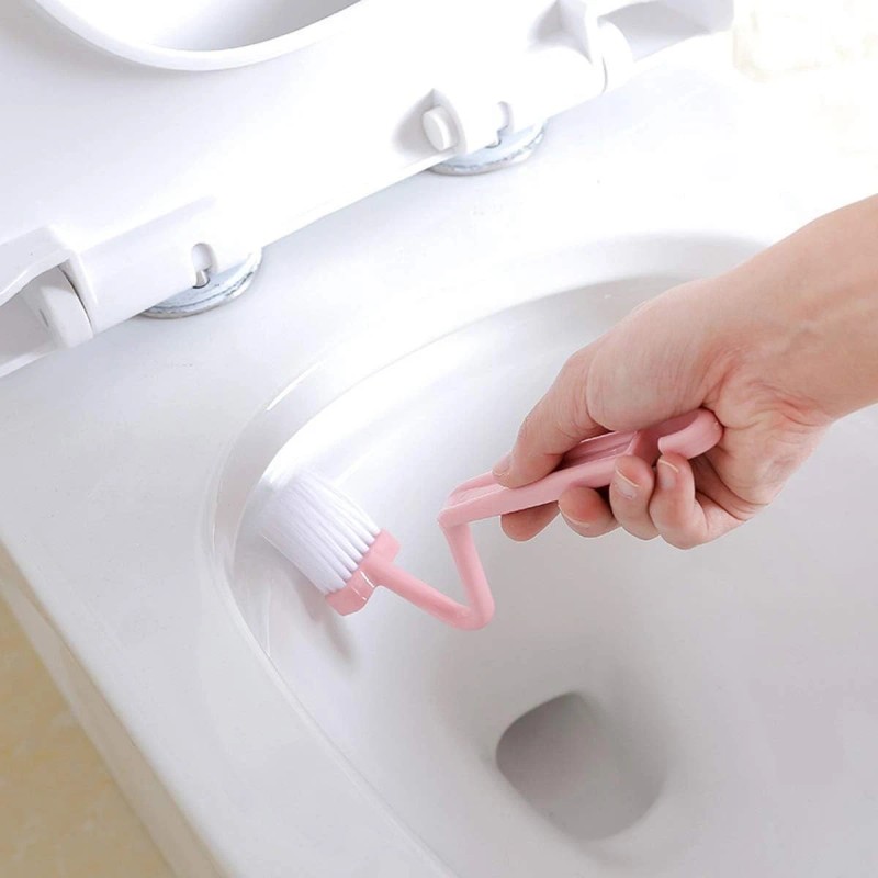 Mziart 8" V-Shaped Plastic Toilet Brush, Curved Rim Cleaner 2-Pack