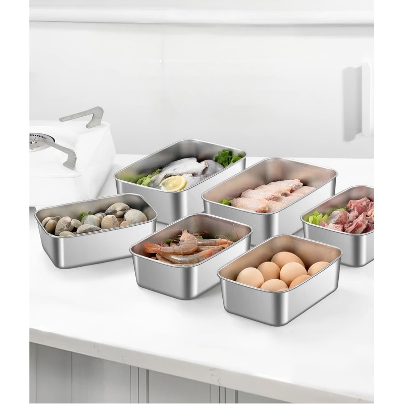 CHFNJJ Stainless Steel Storage Containers Set of 3 Stainless Steel