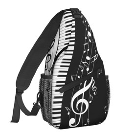 Dujiea Crossbody Backpack For Men Women Sling Bag, Piano Keys Music Note Chest Bag Shoulder Bag Lightweight One Strap Backpack Multipurpose Travel Hiking Daypack