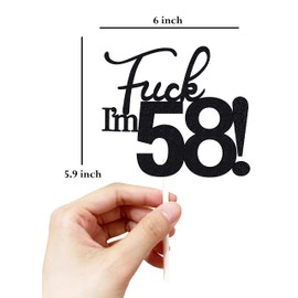 58 decoraciones para tartas, 58 decoraciones para tartas de cumpleaños, purpurina negra, divertida decoración para tartas 58 para hombres, 58 decoraciones para tartas para mujeres, decoraciones de cumpleaños 58, decoración para tartas de cumpleaños 58 y 