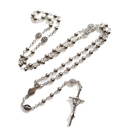 Cross Stainless Steel St Michael Paracord Rosary Beads Rugged Rosary Necklace Strong Corded Catholic Pardon Crucifix Rosary Necklace Holy Soil Medal Cross Catholic Rosaries for Womens and Men