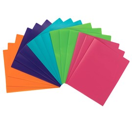 Samsill Durable Plastic Poly Pocket Folders, 15 Pack Assorted Fashion Colors, 2 Inside Pockets, Used for Office and School Supplies, Letter Size File Folders, Business Card Slot