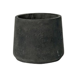 Petite Black Planter 6" H x 7" - Black Washed Fiberstone Indoor and Outdoor Flower Pot - by Pottery Pots