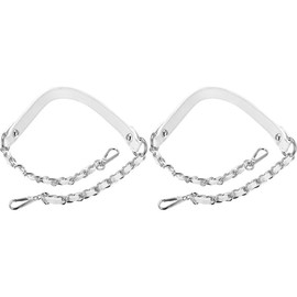Purse Chain Strap  24" 2Pcs Leather Iron Flat Handbag Chains Handles Shoulder Replacement White - Color: Black, Gold