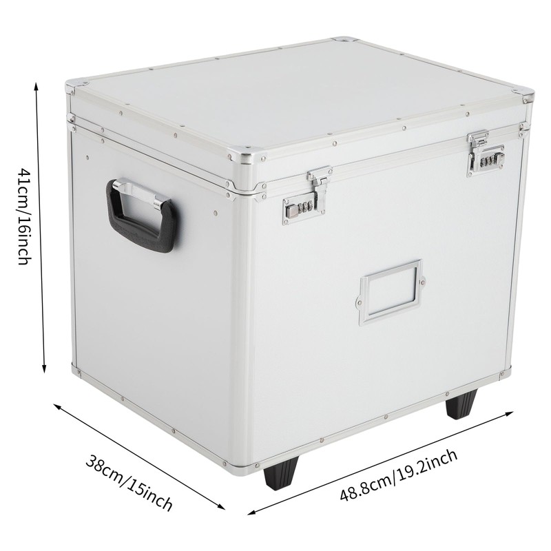 GDAE10 Rolling File Box with Lock, Aluminum Alloy Document Box
