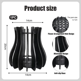 FloralGrace 1 Piece Puzzle Wooden Vase Set for Roses Cherry Blossoms Sunflowers Tulips Daffodils Lotus Flower Vase for Small Bouquet Arrangement Home Decor for Adults (Black)