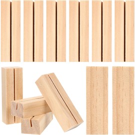 PIQIUQIU Pack of 10 Wooden Place Card Holders, Table Number Stands, Postcard Holders for Wedding Party Table Decoration (7 x 2.3 x 1.7 cm)