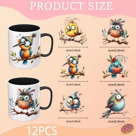 UV DTF Cup Wrap - 12 Sheets Funny Birds on a Branch Cup Wrap Decals - Removable - DIY UV DTF Tumbler Wraps for Mug Cups, Trendy Aesthetic Designs for Teens Adults