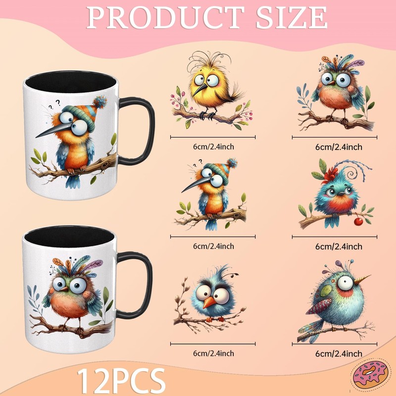 UV DTF Cup Wrap - 12 Sheets Funny Birds on