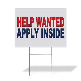 Fastasticdeals Weatherproof Yard Sign Help Wanted Apply Inside Red Blue Lawn Garden 18x12 Inches 1 Side Print