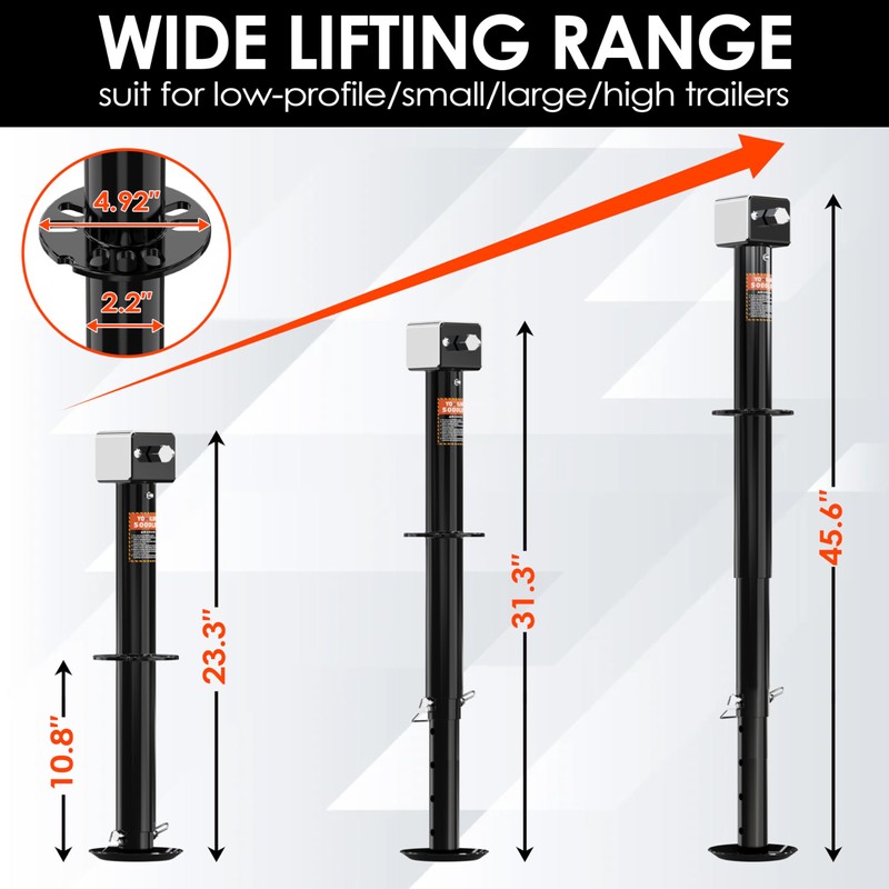 YOMILINK 5000 lbs Trailer Jack, A-Frame Trailer Jack, 23" Vertical