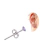 Purple Cubic Zirconia Studs Sterling Silver Earrings, 3 mm Amethyst