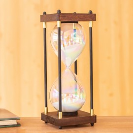 Rainbow Hourglass Timer,60 Minutes Sand Timers,Hour Glass with Sand Timer for Gift,Hourglass Decor for Home, Desk,Office, Wedding Decor (White)