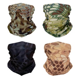 SMEHCF 4 Cooling Neck Gaiters Multipurpose Bandanas for Women Men Headband Balaclava Hair Head Scarf Face Half Mask Camouflage Python Navy Blue Brown Green Desert Yellow