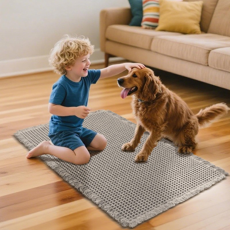 Lunofox Waffle Bathroom Rugs, Super Absorbent Boho Bath Mats, Non-Slip