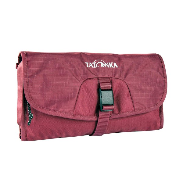 Tatonka Small Travelcare Toiletry Bag - Flat Hanging Wash Bag with Compartments and Mirror - Bordeaux Red - 25 x 17 x 4 cm